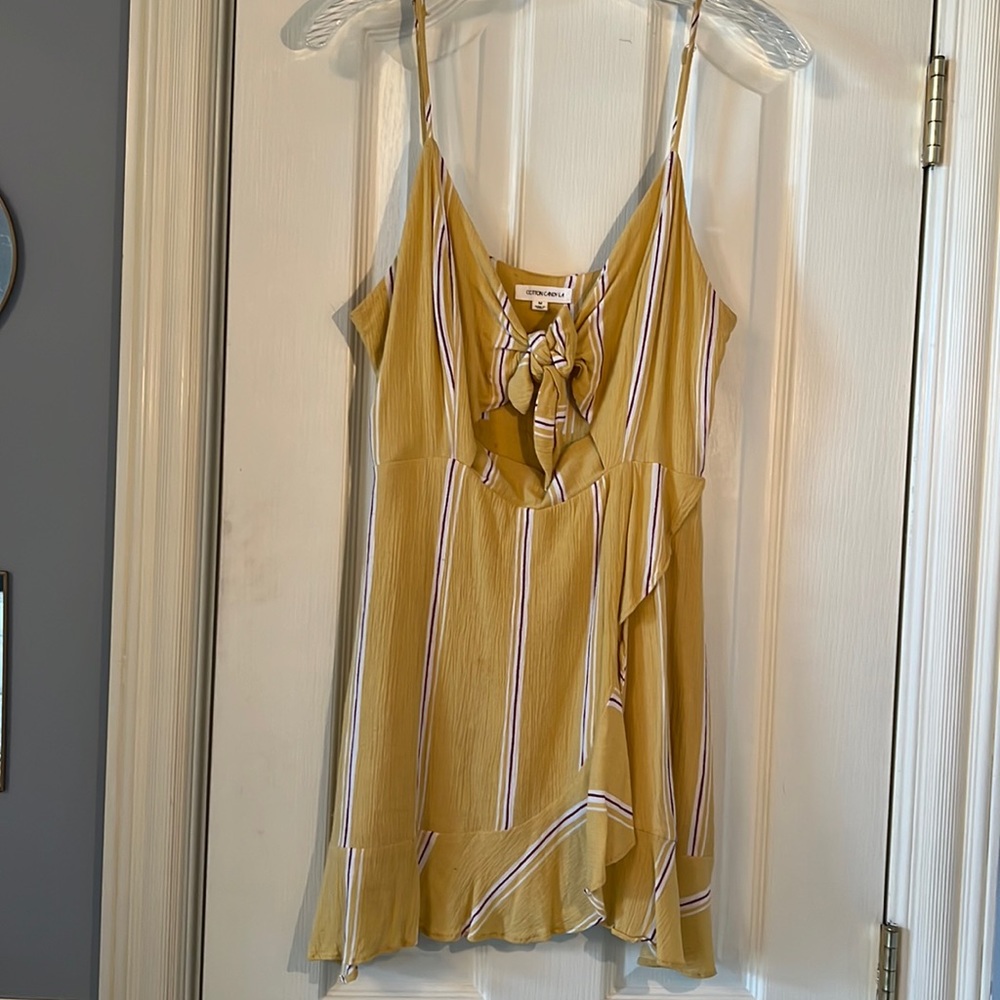 Yellow Stripe Cutout Mini Dress